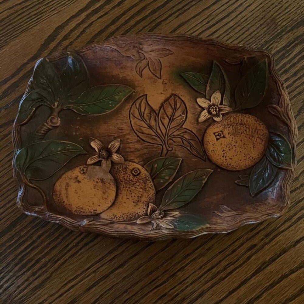 Beautiful Mid-20th Century Vintage Faux Wood Serving Tray